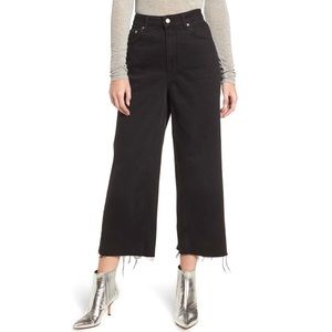 Topshop wide leg crop raw edge black  jeans